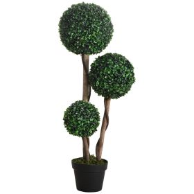 3ft Artificial Boxwood Topiary Tree in Pot Indoor Outdoor Decor for Home Office Living Room