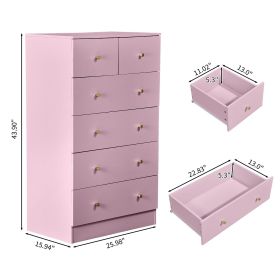 Macaron powder, particleboard with a textured melamine finish, 66*40*111cm, 4+2 drawer cabinet, matte gold handles
