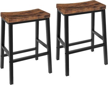 Bar Stools, Set of 2 Bar Chairs, 23.6 Inch Saddle Stools, Kitchen Counter Seat with Footrests, Industrial Barstools for Dining Room, Kitchen, Cou