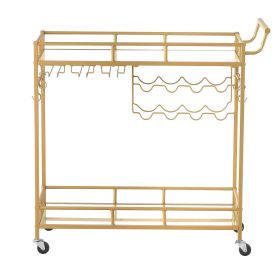 Bar Cart, 2 Tiers Home Kitchen Serving Carts, Modern Rolling Utility Station on Wheels, Drink Beverage Trolley with Mirrored Glass Shelves, Wine
