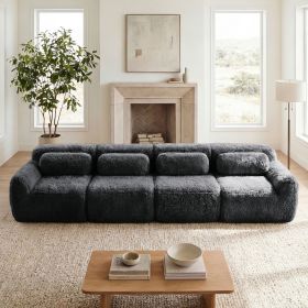 149'' Soft And Fluffy Plush Fabric,Boneless Sofa,32D High Density Sponge Ergonomic Design,Full-compression Vacuum Packaging