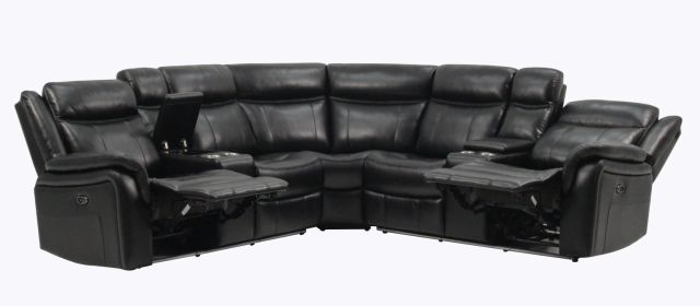 JUPITER BLACK LEATHER SECTIONAL