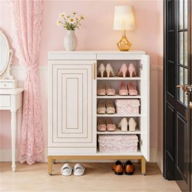 Modern five story shoe rack storage space in the living room, equipped with a 5-stufigen Regalen wooden furniture storage rack