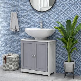 Modern Bathroom Vanities Sink Cabinet White And Gray U-Shape Cut-Out Adjustable Internal Shelf Storage