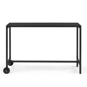 55' Outdoor Bar Table With Wheels, Rectangle Narrow Counter Height Table, Ideal Bar Height Table For Balcony Patio Garden Yard Poolside, Black (Option: Defaulttitle)