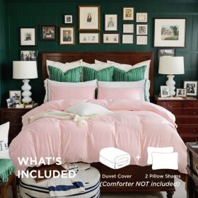 This High-quality White And Pink Oversized Solid Color Duvet Cover Set Includes One Duvet Cover And Two Pillowcases. Its Universally Appealing De (Option: Pink-Q)