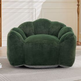 Lotus type compression sofa Adult bean bag sofa with pull ring can be easily moved without installation Suitable for various environments such as (Color: GREEN)