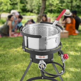 10 Qt Fish And Wing Fryer Aluminum Outdoor Propane Deep Fryer Kit With Basket (Option: Silver)