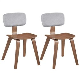 Set Of 2 Dining Chair Set (Grey&Walnut), Teddy Velvet Upholstery & Plush Padded Design (Option: Defaulttitle)